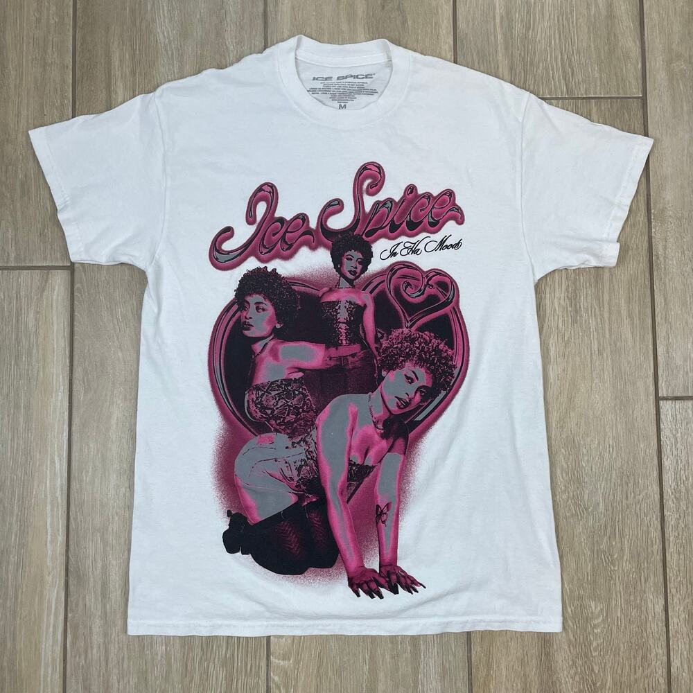 Ice Spice In Ha Mood Graphic T Shirt Womens Mens Medium White Rap Music Tee